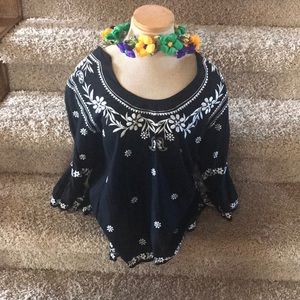 Black and white Mexican inspired blouse